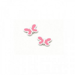 Pendiente mariposa rosa plata de ley - 030NBE