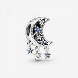 Moon and star sterling silver charm with - 799643C01