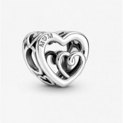Entwined hearts sterling silver charm - 790800C00
