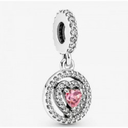 Heart sterling silver dangle charm with  - 791476C01