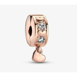 Heart 14k rose gold-plated clip with cle - 782253C01
