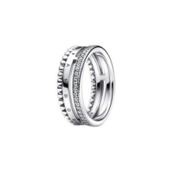 Pandora logo sterling silver ring with c - 192312C01-54