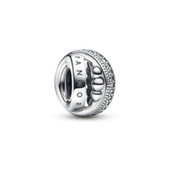 Pandora logo sterling silver charm with  - 792317C01