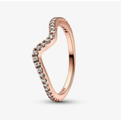 Wave 14k rose gold-plated ring with clea - 182539C01-56