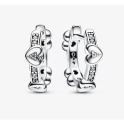 Heart sterling silver hoop earrings with - 292498C01