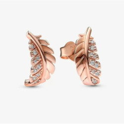 Feather 14k rose gold-plated stud earrin - 282574C01