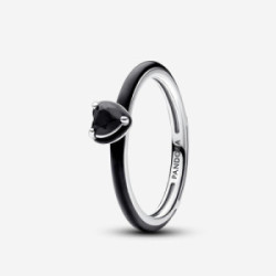 Heart sterling silver ring with black cr - 193088C01-52
