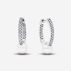 Sterling silver hoop earrings with clear - 293171C01