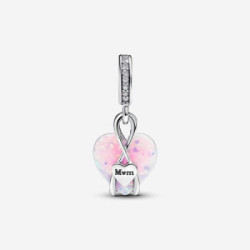 Mom heart sterling silver dangle with pi - 793202C01