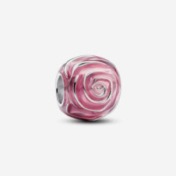 Pink rose sterling silver charm with tra - 793212C01