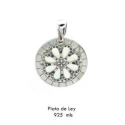 Colgante rosetón nacar plata de ley - 026370-MO-15MM-1-1-4