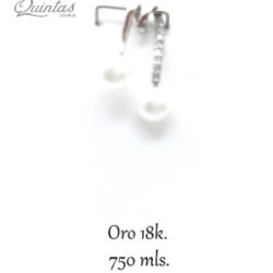 Colgante Oro Blanco Perla y Circonitas