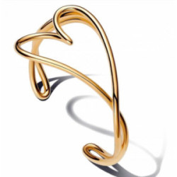 Heart 14k gold-plated open bangle