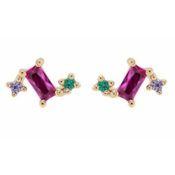 Pendiente mini con circonitas multicolor - D0534 MC PE2