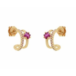 Pendiente de 2 vías con circonitas fucsia - D0583 F PE2