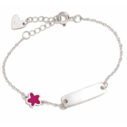 Pulsera flor fucsia y chapa new superagatha - 381SUP1