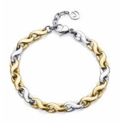 Pulsera de acero de eslabones bitono dorado y acero para mujer - 14176P01012