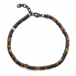 Pulsera de hombre de acero Ip negro con piedras naturales - 14313P01011