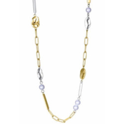 Collar de mujer de acero Ip dorado con perlas sintéticas - 75372C01019