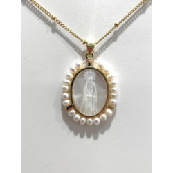 Collar medalla nácar virgen de la Soleda Zamora,