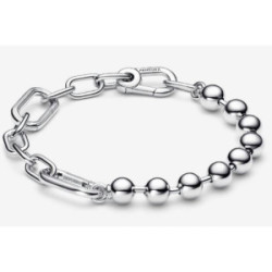 Pulsera de Cadena de Eslabones y Esferas Metálicas