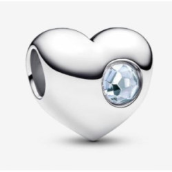 Charm Grabable Corazón Gema Azul Aguamarina - 794161C03