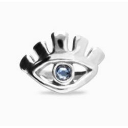Anillo bañado en plata de ley en forma de ojo con cristal facetado azul - ANI0855AZUMTL15