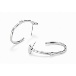 Pendientes aro bañados en plata de ley con topacio blanco - PEN0959BLNMTL0U