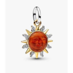 Charm Colgante Sol Remolino en Dos Tonos