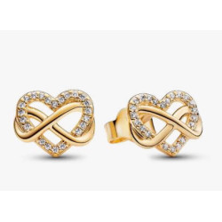 Pendientes de Botón Corazón Infinito Brillante